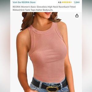 WHITE ribbed racer back body suit